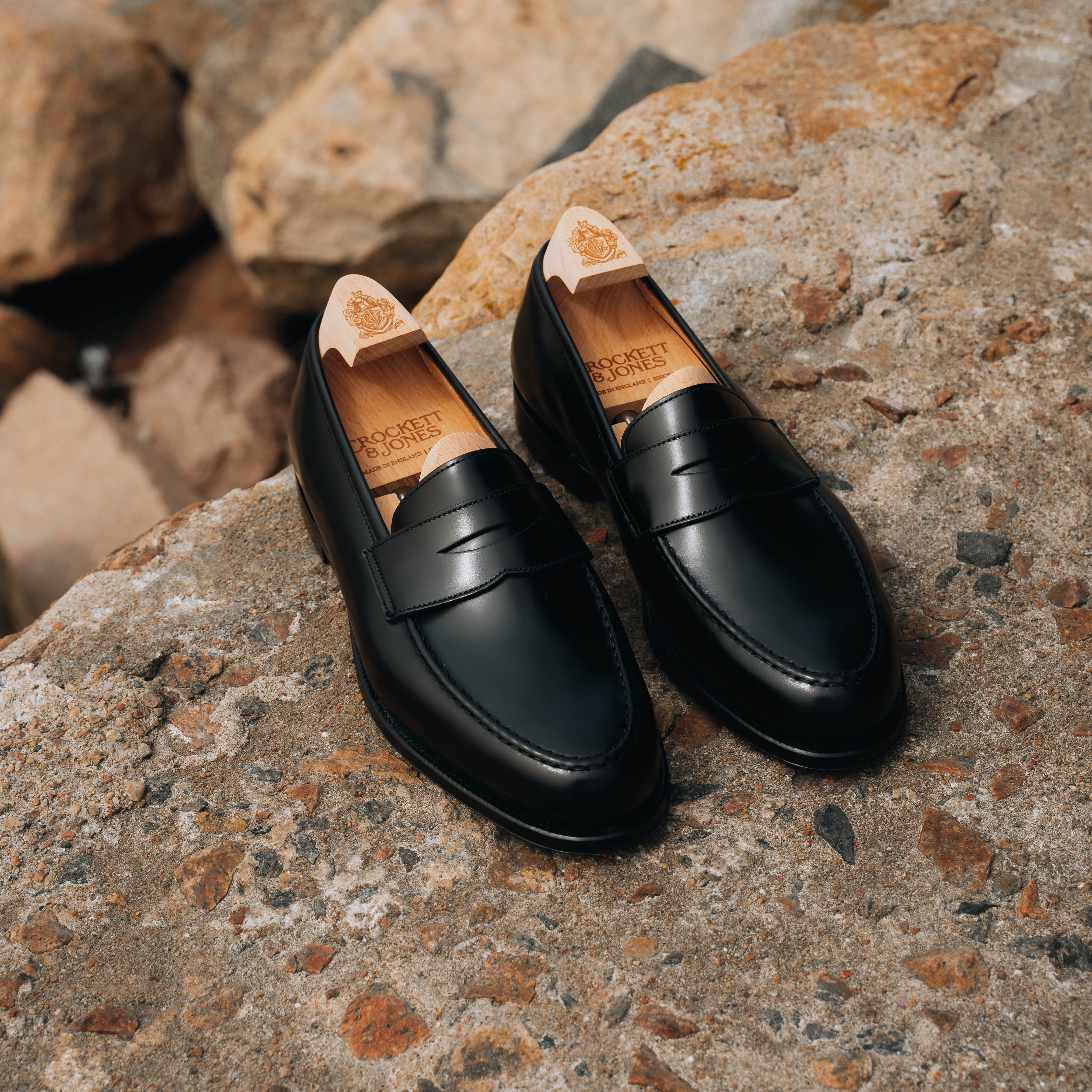 Crockett & Jones Boston – Men's Penny Loafers in Black Calfskin