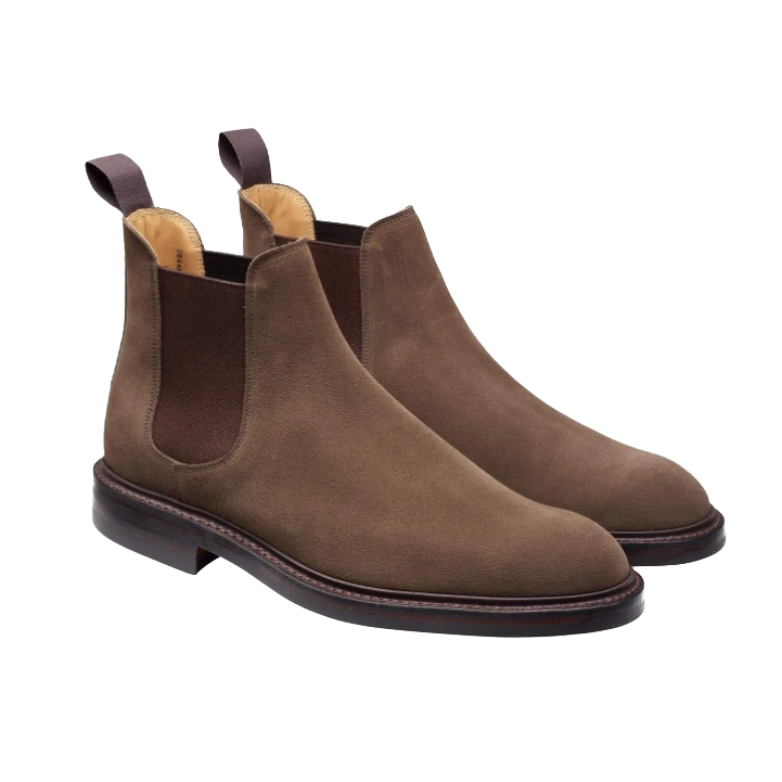 Chelsea 11, khaki suede, chelsea boot made in leather, branded Crockett & Jones