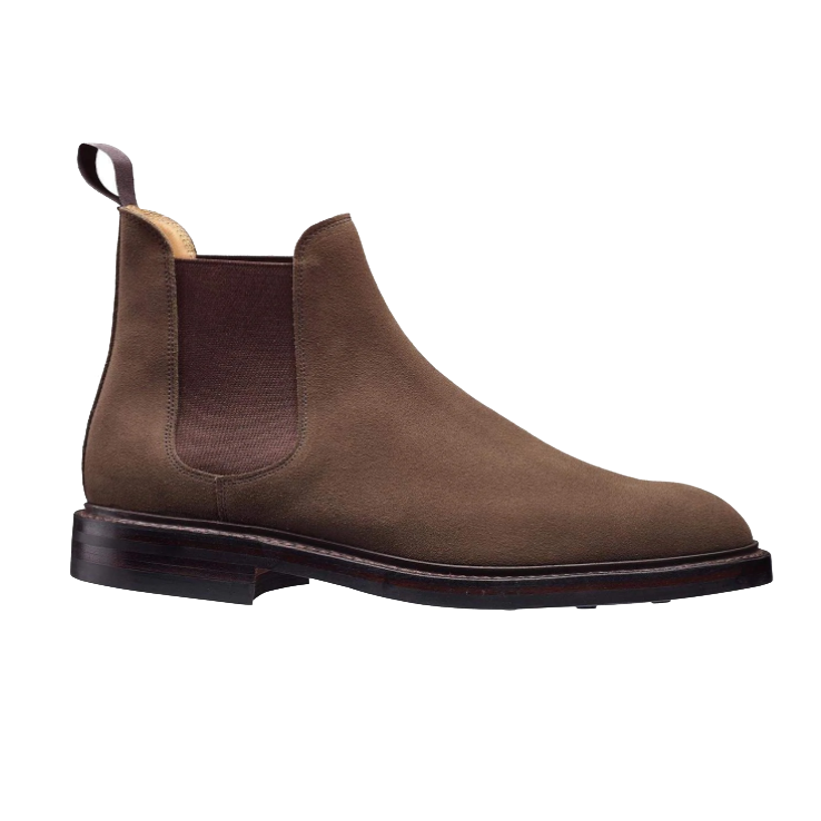 Chelsea 11, khaki suede, chelsea boot made in leather, branded Crockett & Jones