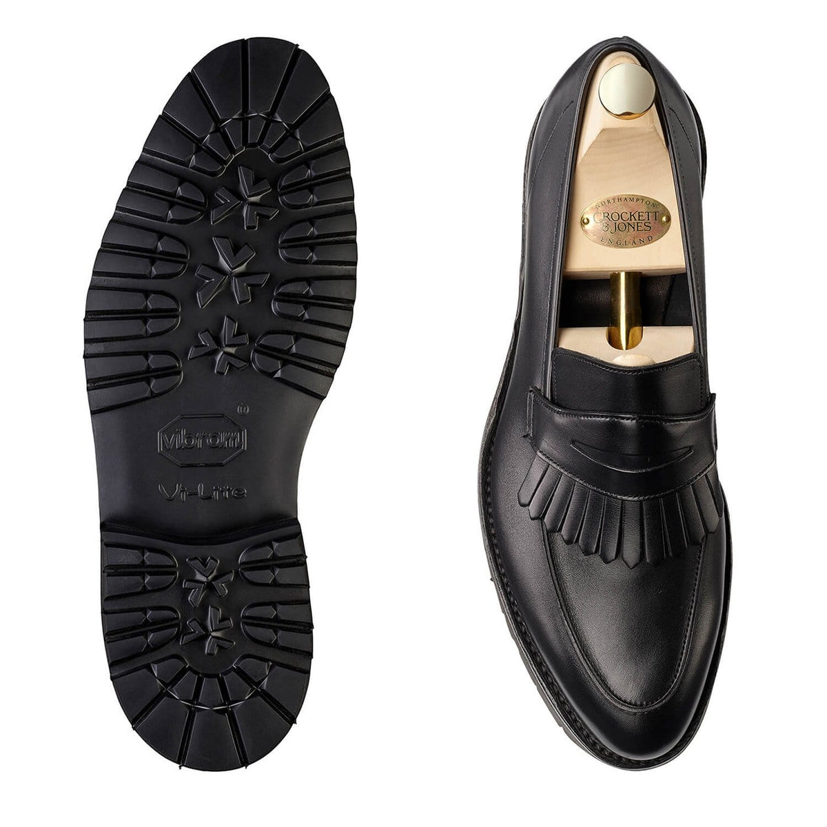 Julia Penny Loafer, Black Calf 'Vibram' by Crockett & Jones