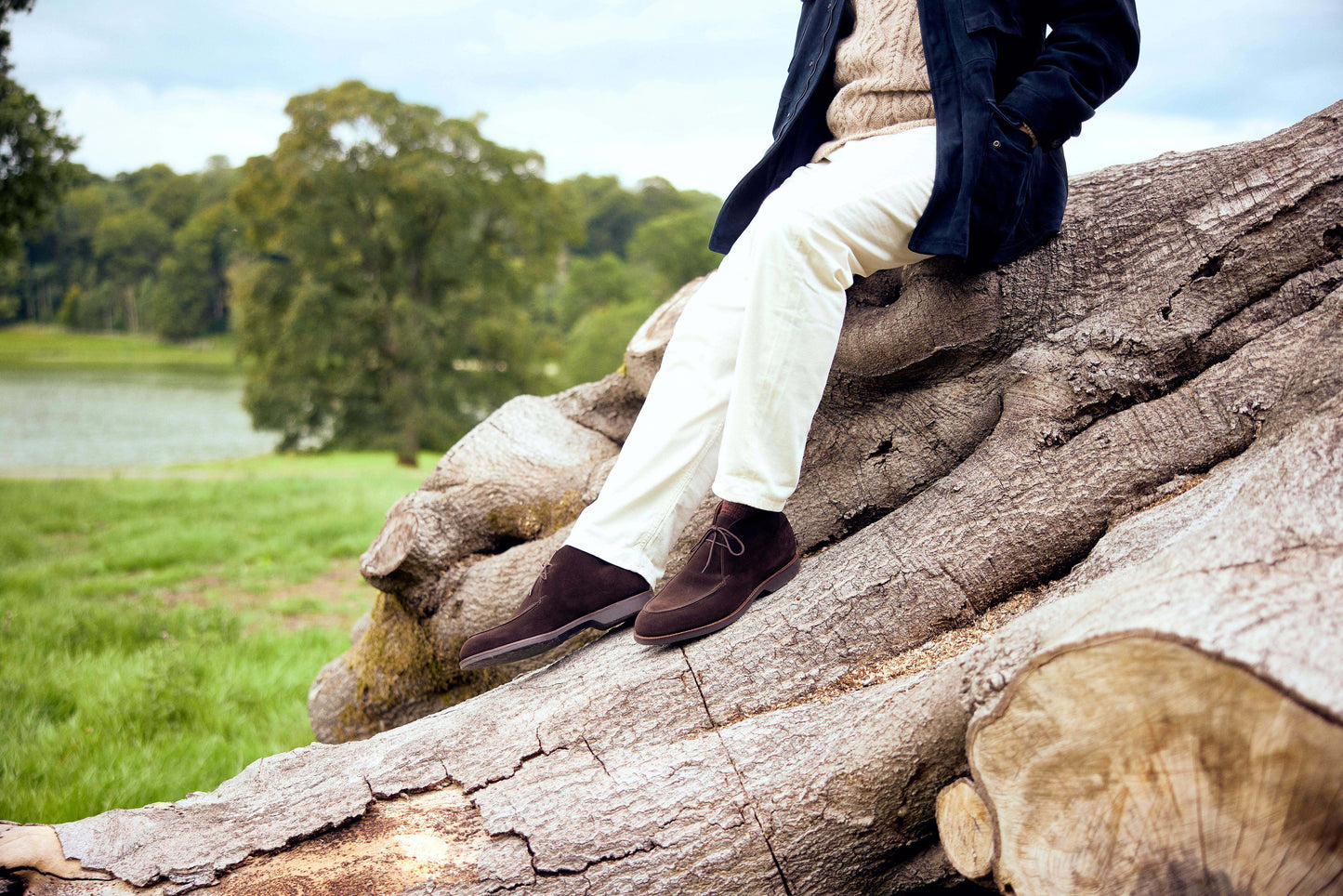 Bibury Chukka Boot, Dark Brown Suede ‘Wedge’ Crockett & Jones