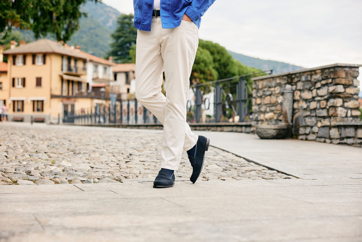 Harvard 2 Penny Loafer, Navy Suede ‘City’ Crockett & Jones