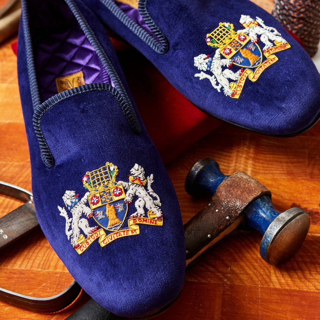 Bespoke Crest Velvet Slipper, Bowhill & Elliott