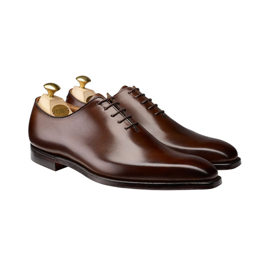 Alex, Dark brown oxford shoe made in leather branded Crockett & Jones