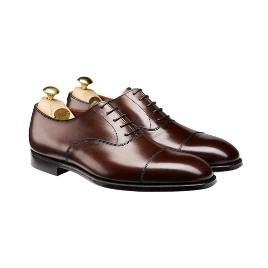 Audley, Dark Brown oxford shoe made in leather branded Crockett & Jones