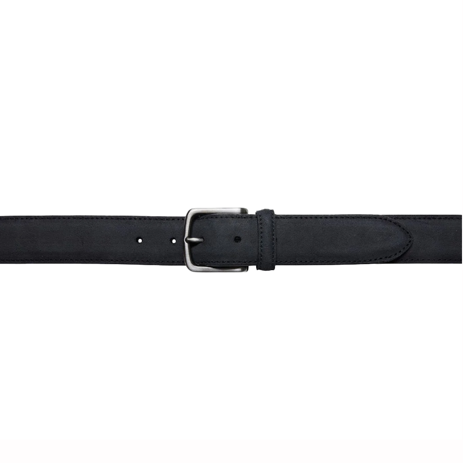 Belt in black rough-out suede with metallic buckle branded Crockett & Jones