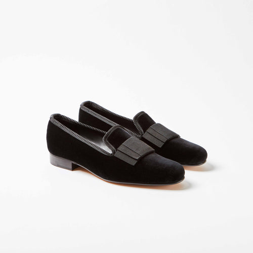 Black Velvet Flat Bow Albert Slippers – Bowhill & Elliott