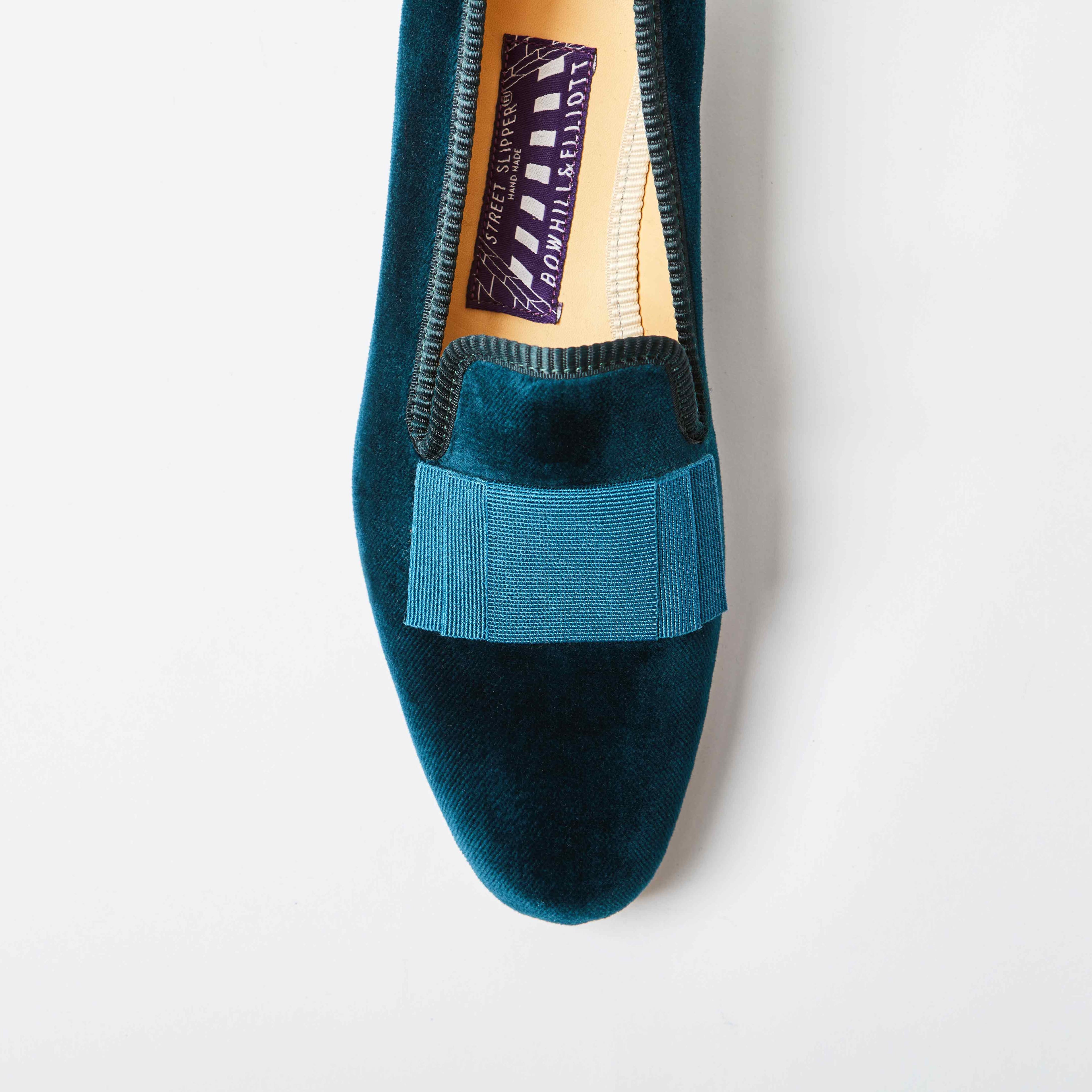 Teal Velvet Flat Bow Albert Slippers – Bowhill & Elliott