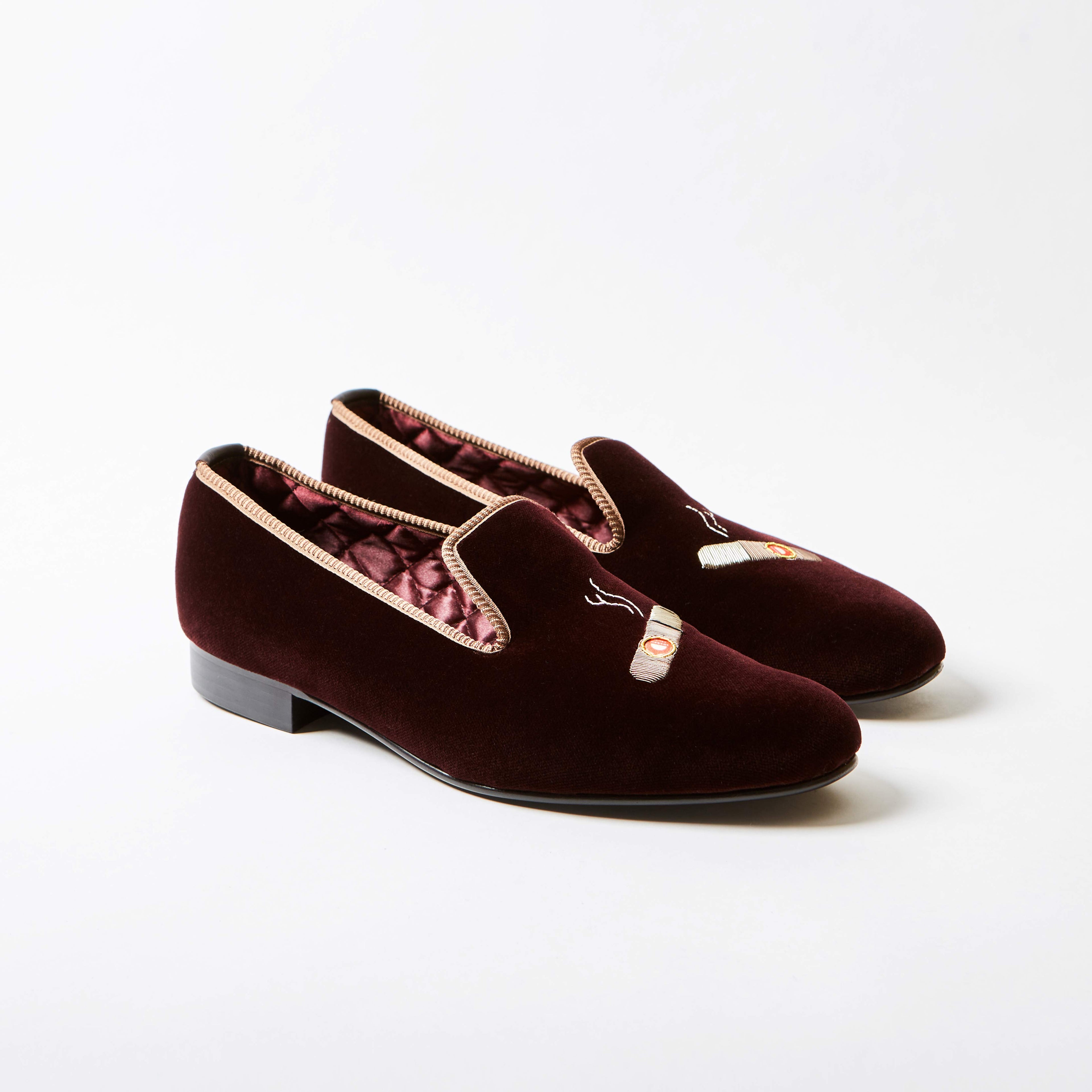 Brown Velvet Cuban Cigar Albert Slippers – Bowhill & Elliott