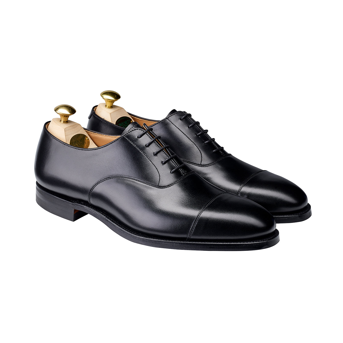 Connaught, black calf oxford made in leather, branded Crockett & Jones