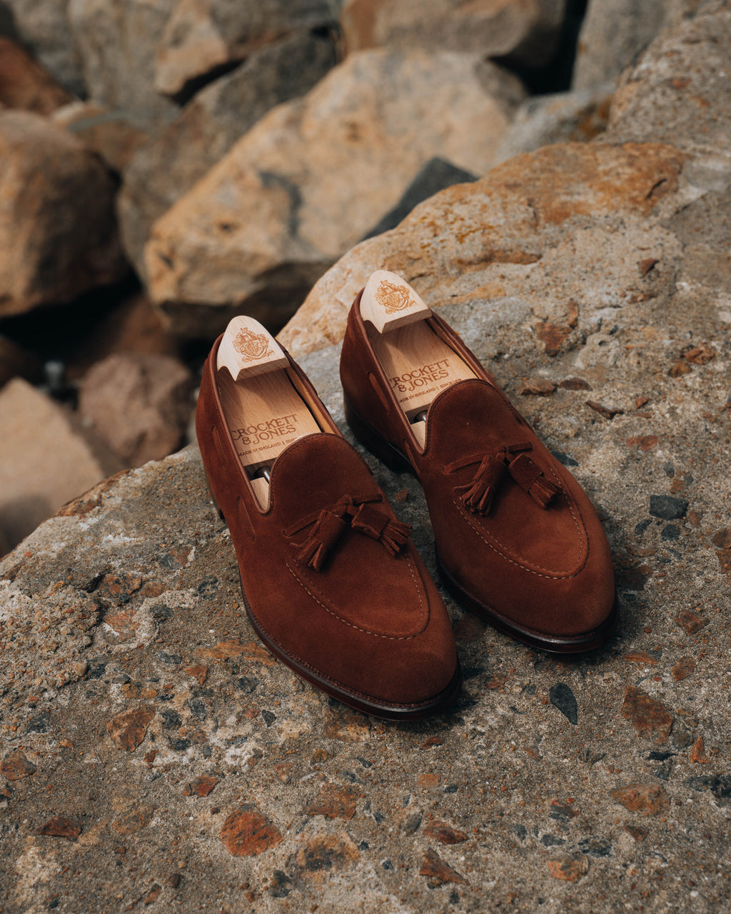 Cavendish Tassel Loafer, Polo Brown Calf Suede, Crockett & Jones