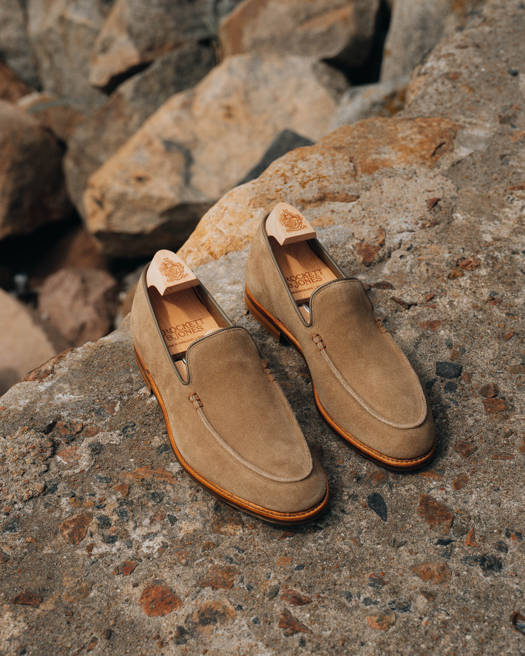 Salcombe Loafer, Khaki Suede 'Superflex' by Crockett & Jones