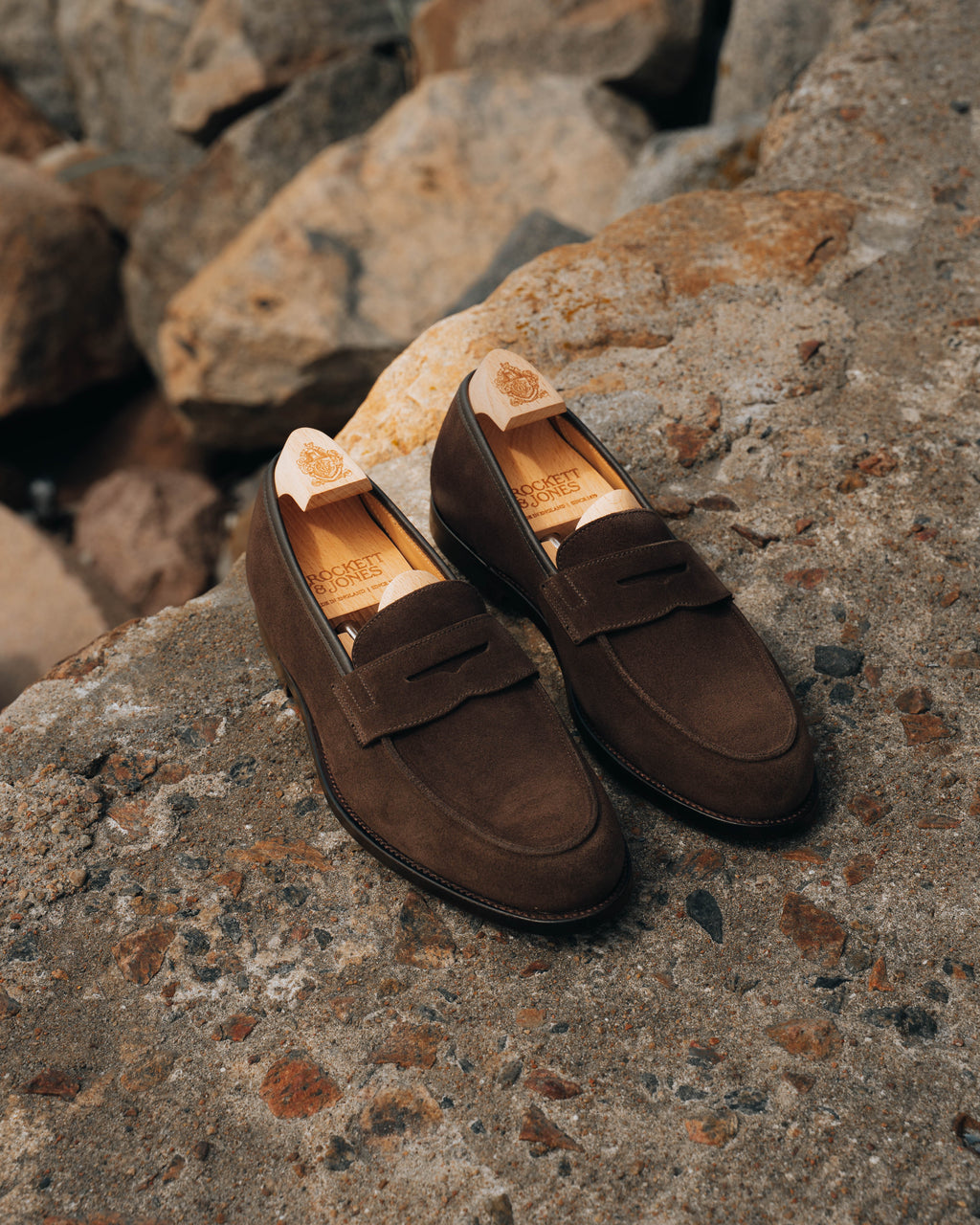 Grantham 2 Penny Loafer, Dark Oak Suede 'Superflex' by Crockett & Jones