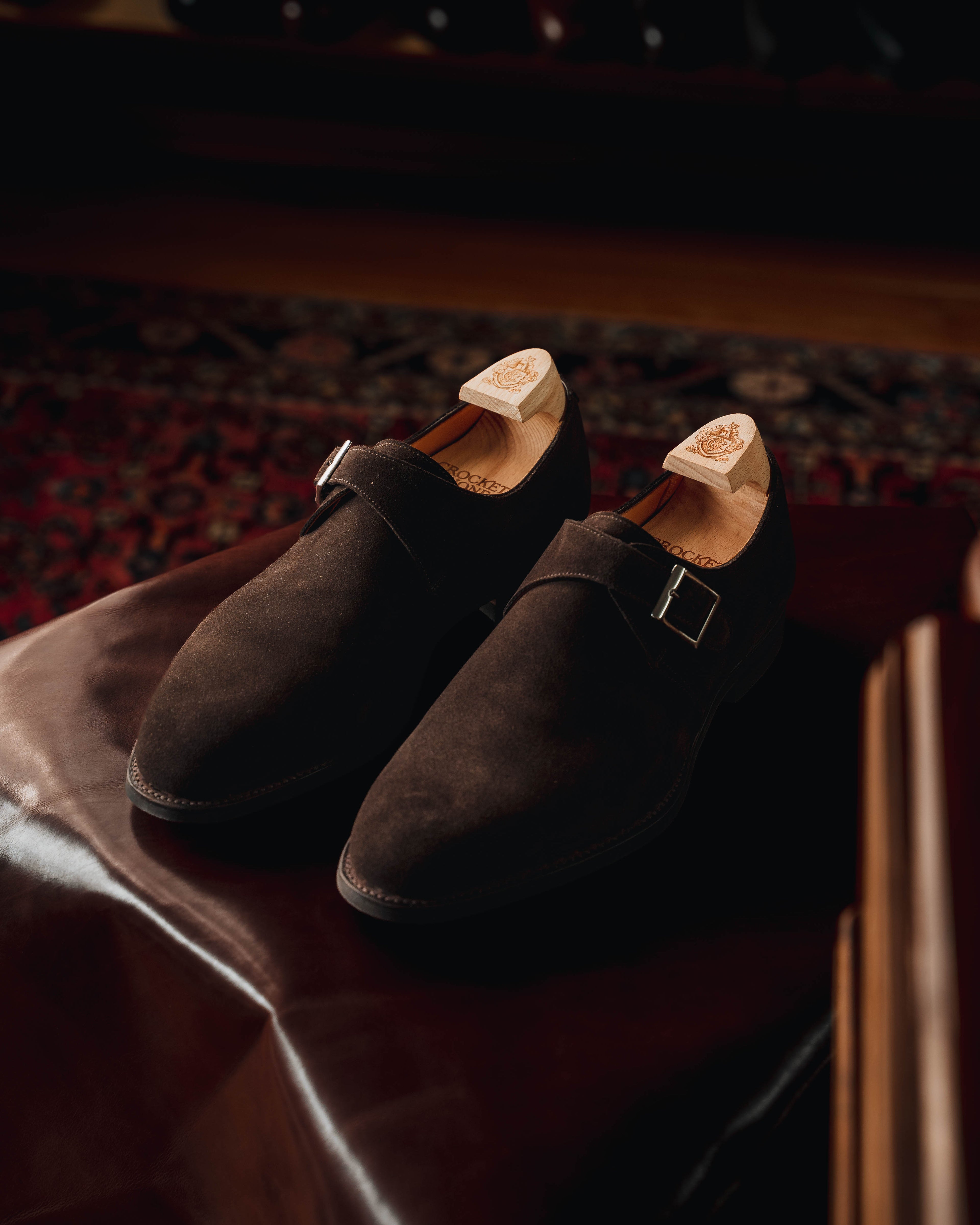 Monkton 3 Dark Brown Suede Monk Strap Herr – Crockett & Jones