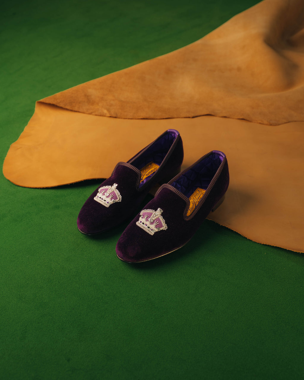 Purple Velvet Crown Albert Slippers Dam - Bowhill & Elliott