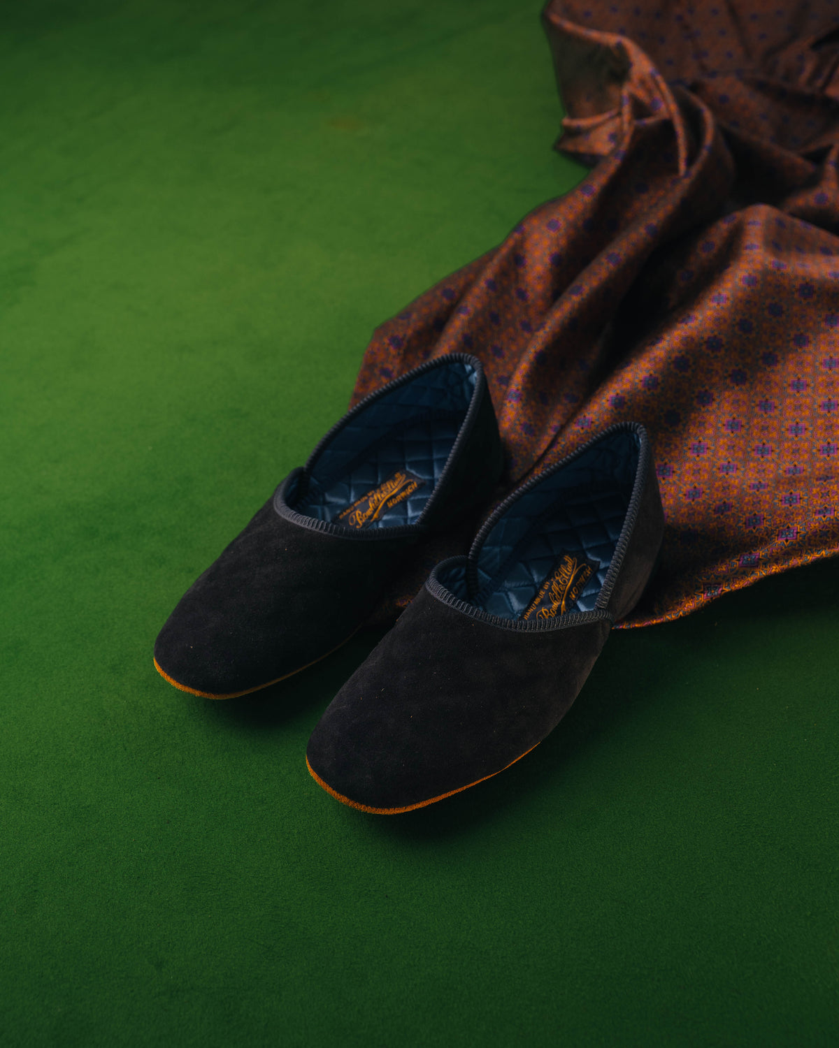 Grecian Slipper Navy Suede, Bowhill & Elliott