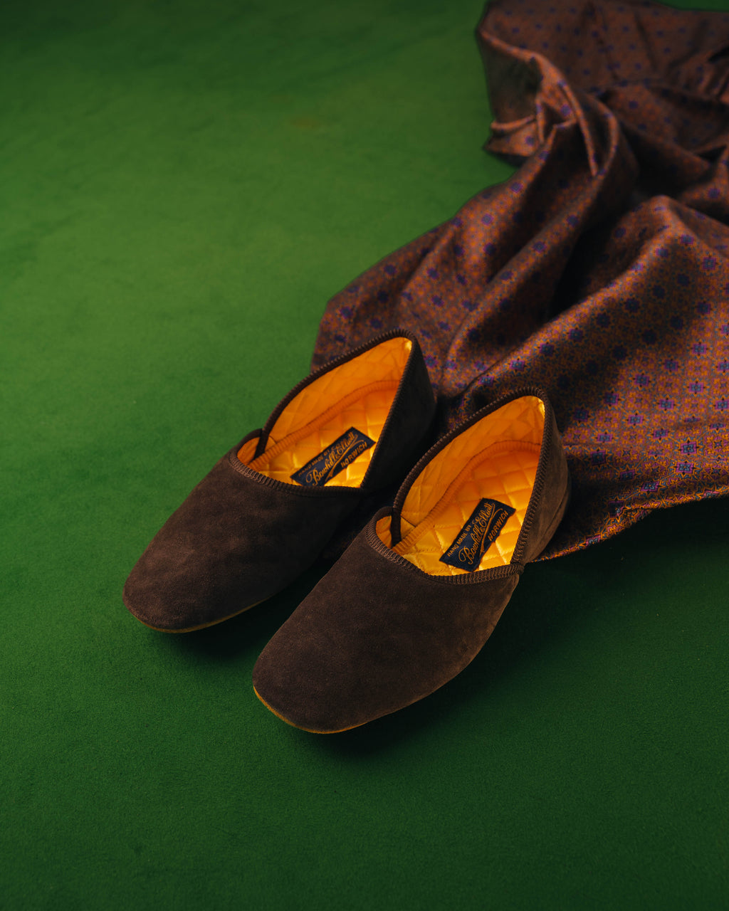 Grecian Slipper, Chocolate Suede, Bowhill & Elliott