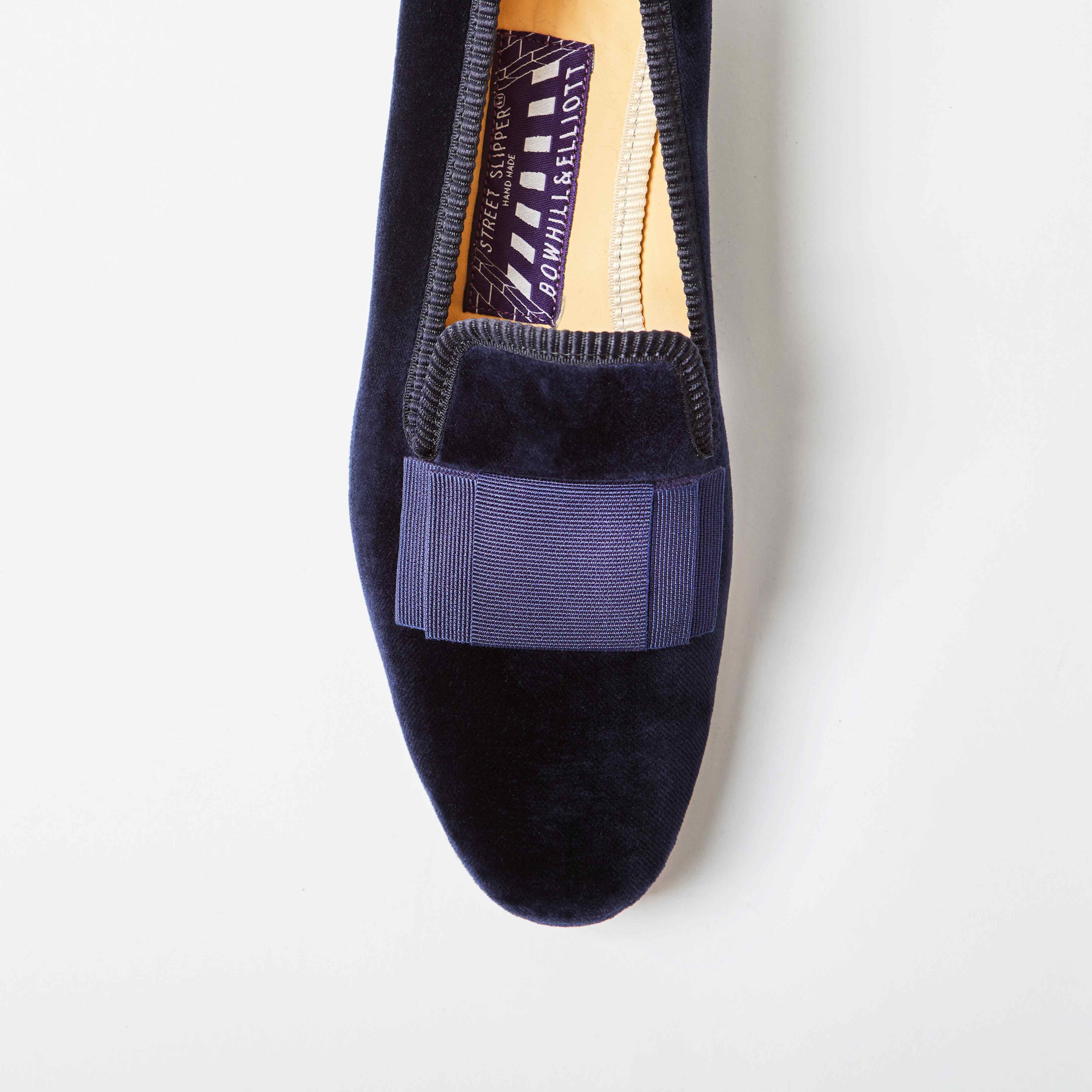 Navy Velvet Flat Bow Albert Slippers – Bowhill & Elliott