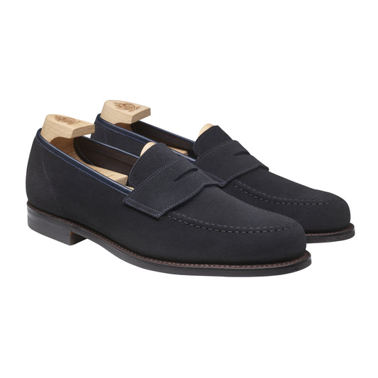 Harvard 2 Penny Loafer, Navy Suede ‘City’ Crockett & Jones