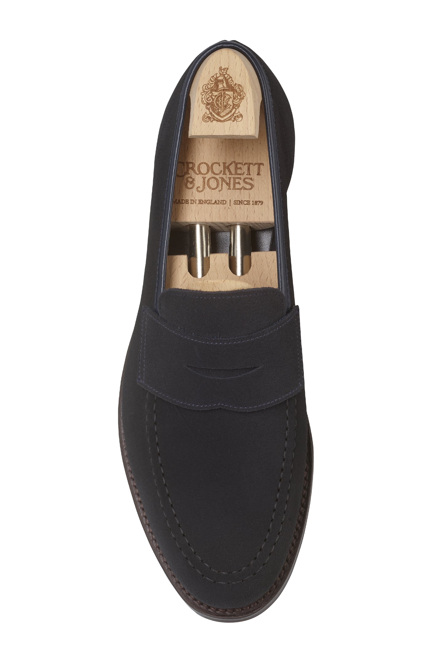 Harvard 2 Penny Loafer, Navy Suede ‘City’ Crockett & Jones