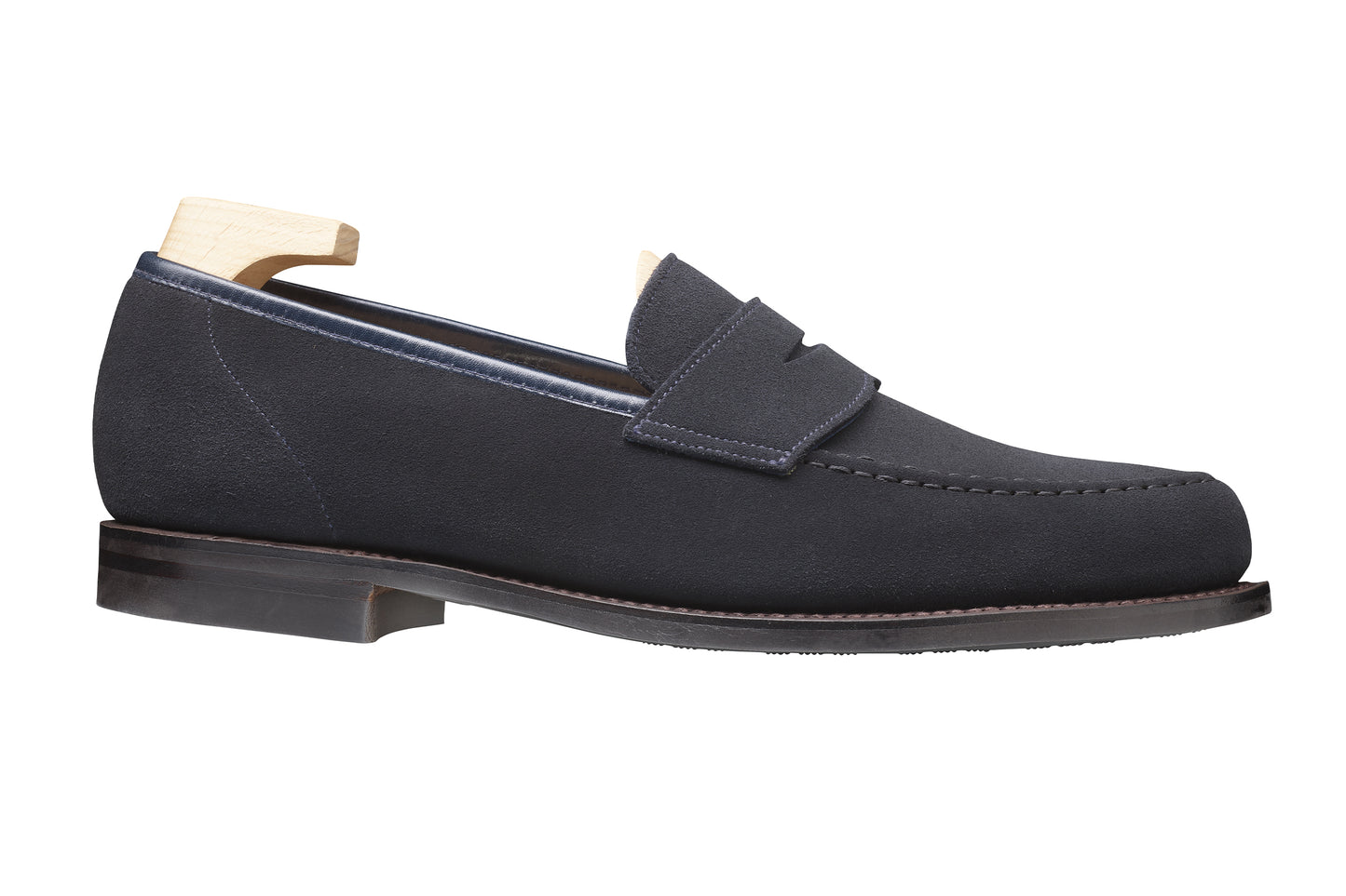 Harvard 2 Penny Loafer, Navy Suede ‘City’ Crockett & Jones