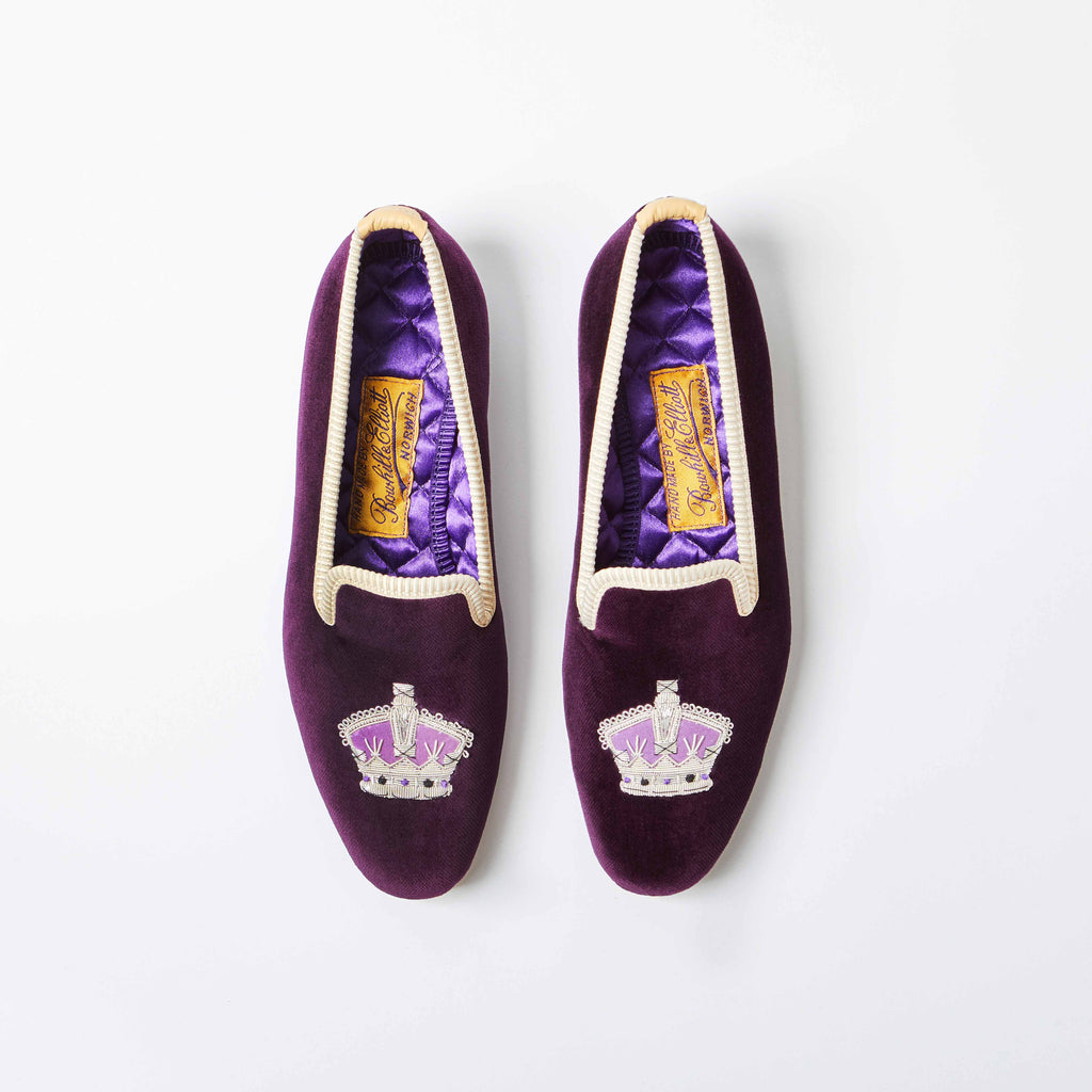 Purple Velvet Crown Albert Slippers Dam - Bowhill & Elliott
