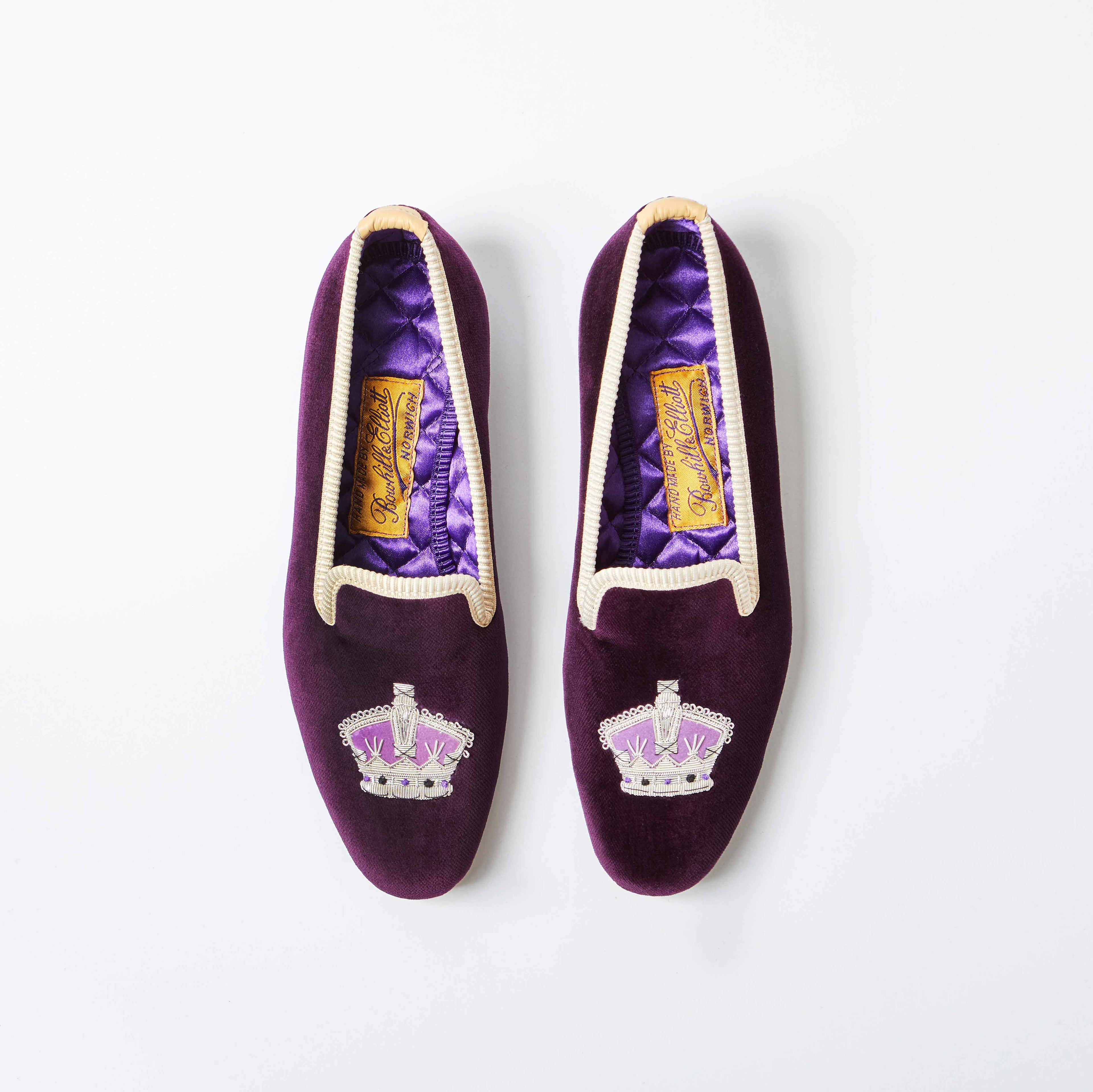Purple Velvet Crown Albert Slippers Dam - Bowhill & Elliott