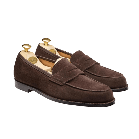 Grantham 2 Penny Loafer, Dark Oak Suede 'Superflex' Crockett & Jones - Hammargruppen
