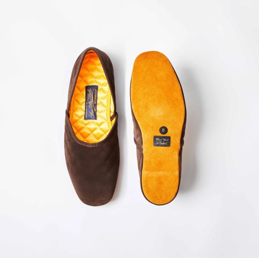 Grecian Slipper, Chocolate Suede, Bowhill & Eliott - Hammargruppen