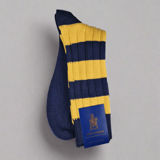 Marinblå & Gul Randig Strumpa, Large, Scott - Nichol - Hammargruppen