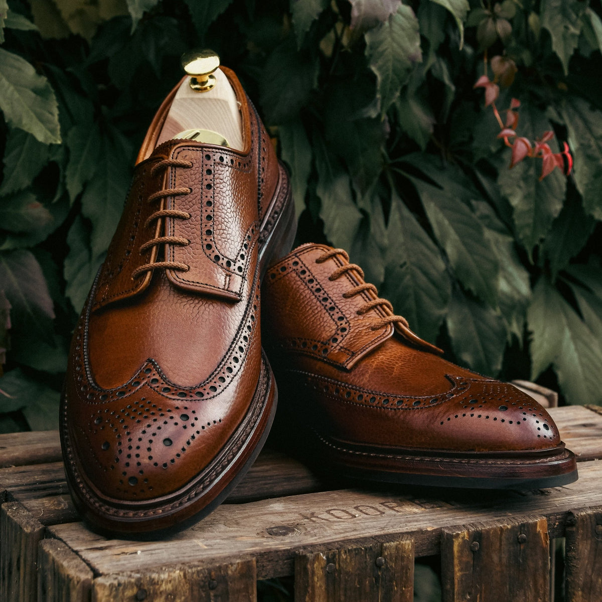 Crockett & Jones Pembroke Tan Leather Full Brogue Derby Crockett & Jones, Pembroke Derby Brogue, Tan Scotch Grain  main image 3