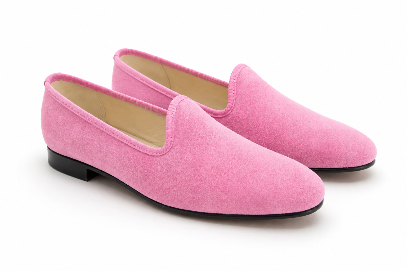 Venetian Pink Suede – Rosa Damslipper i Mocka | Bowhill & Elliott