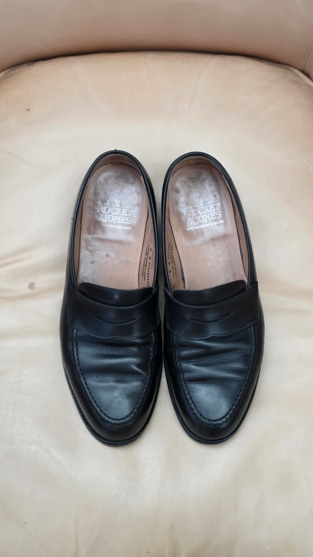 Boston Penny Loafer, Black Calf 'City' (UK 8,5E) Crockett & Jones - PRE-OWNED
