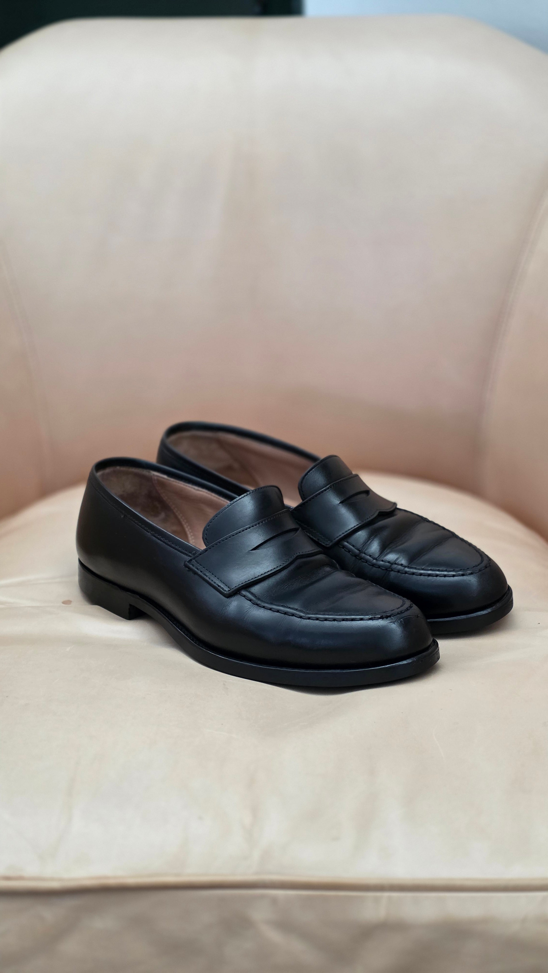 Boston Penny Loafer, Black Calf 'City' (UK 8,5E) Crockett & Jones - PRE-OWNED