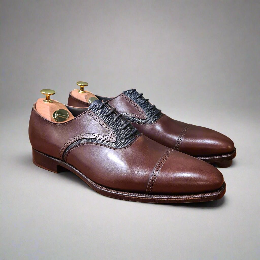 Wadhurst Oxford, Dark Brown Calf & Navy Lizard (8,5E) Crockett & Jones - Hammargruppen