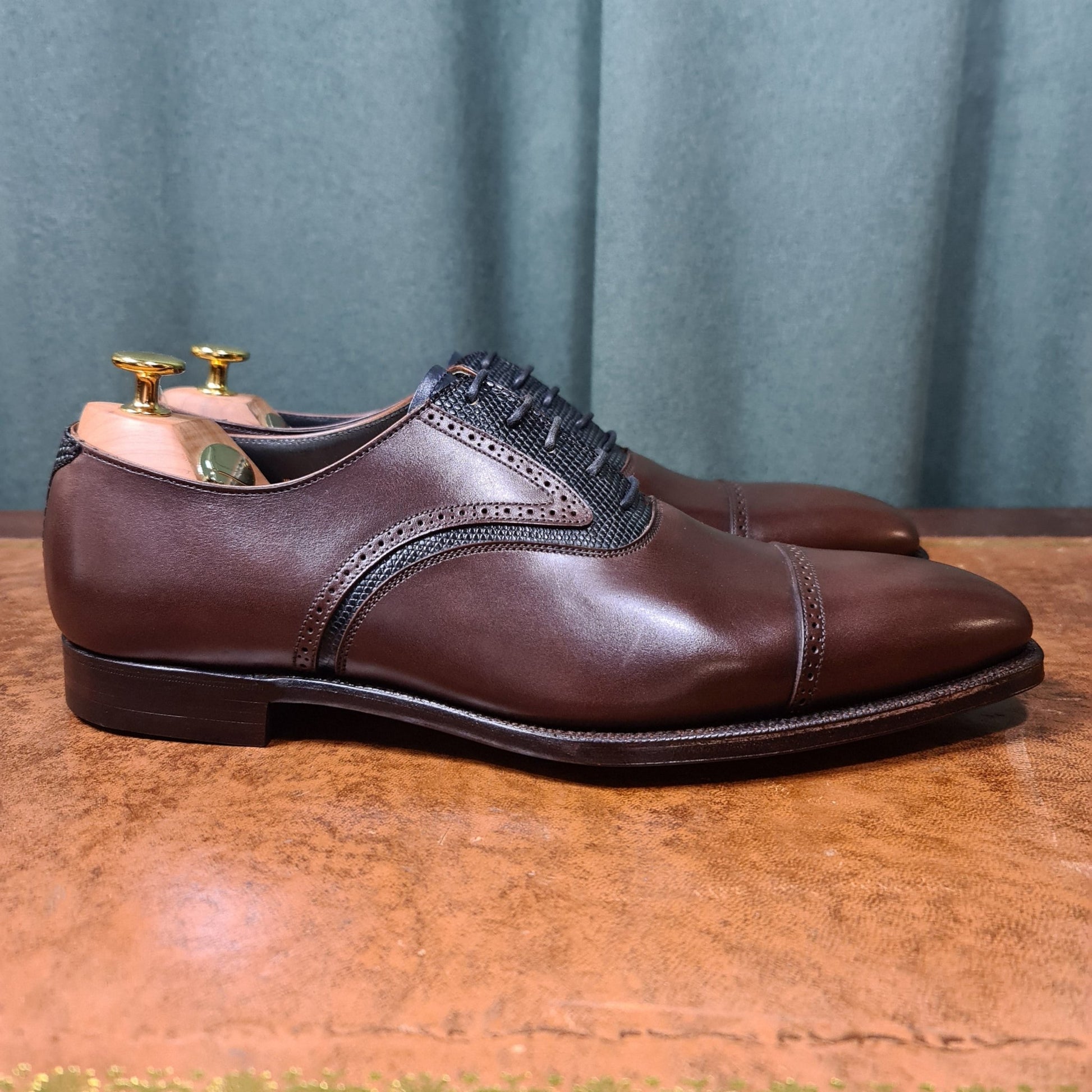 Wadhurst Oxford, Dark Brown Calf & Navy Lizard (8,5E) Crockett & Jones - Hammargruppen