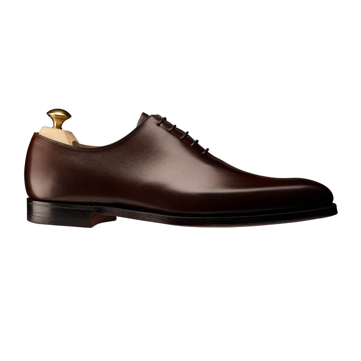 Alex, Dark brown oxford shoe made in leather branded Crockett & Jones