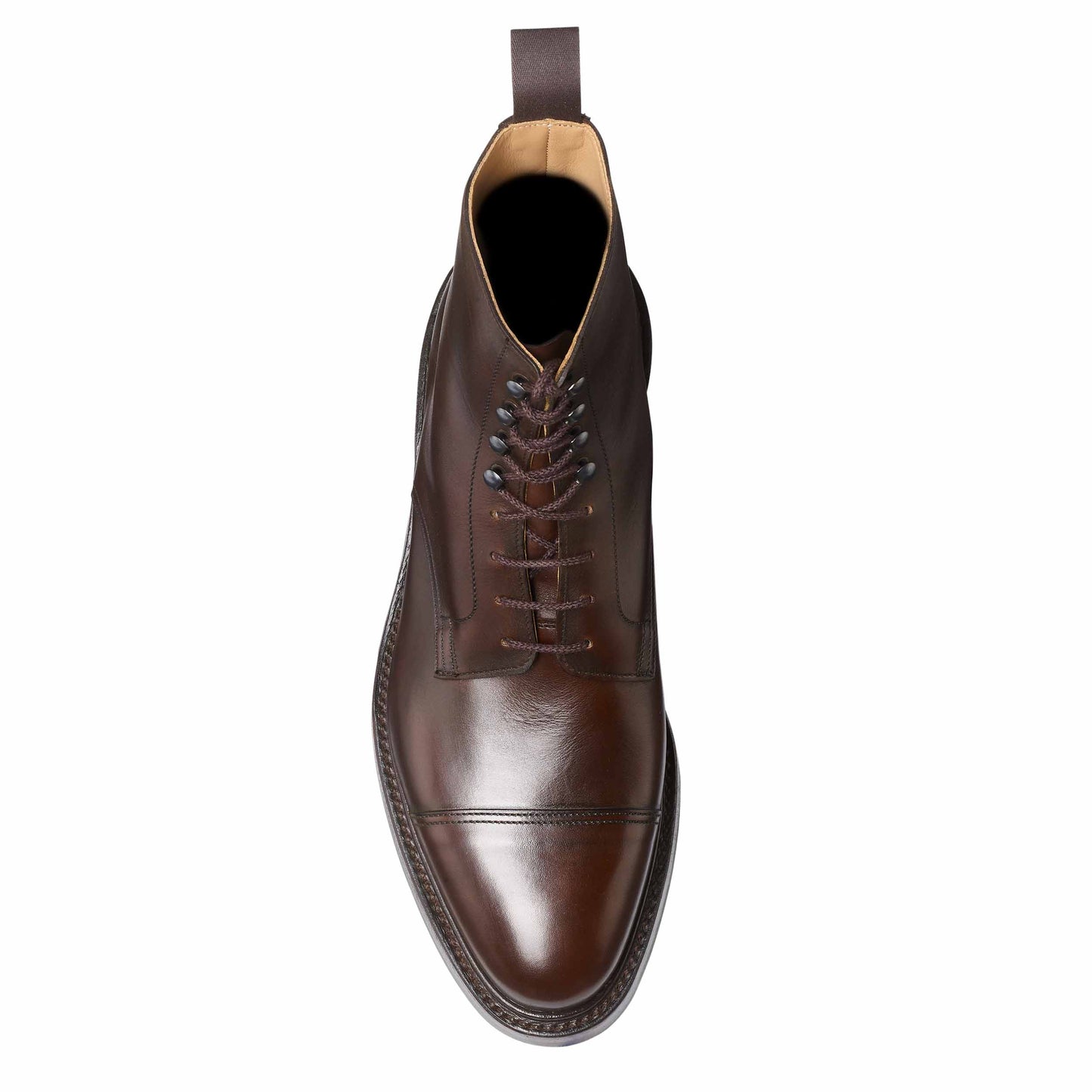 Argyll, Dark brown derby boots made in leather branded Crockett & Jones