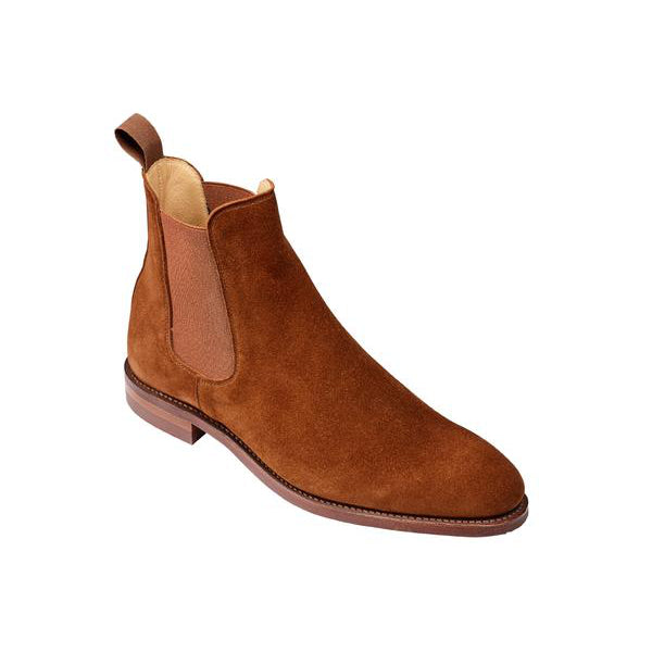 Bonnie, polo brown suede chelsea boot made in leather, branded Crockett & Jones