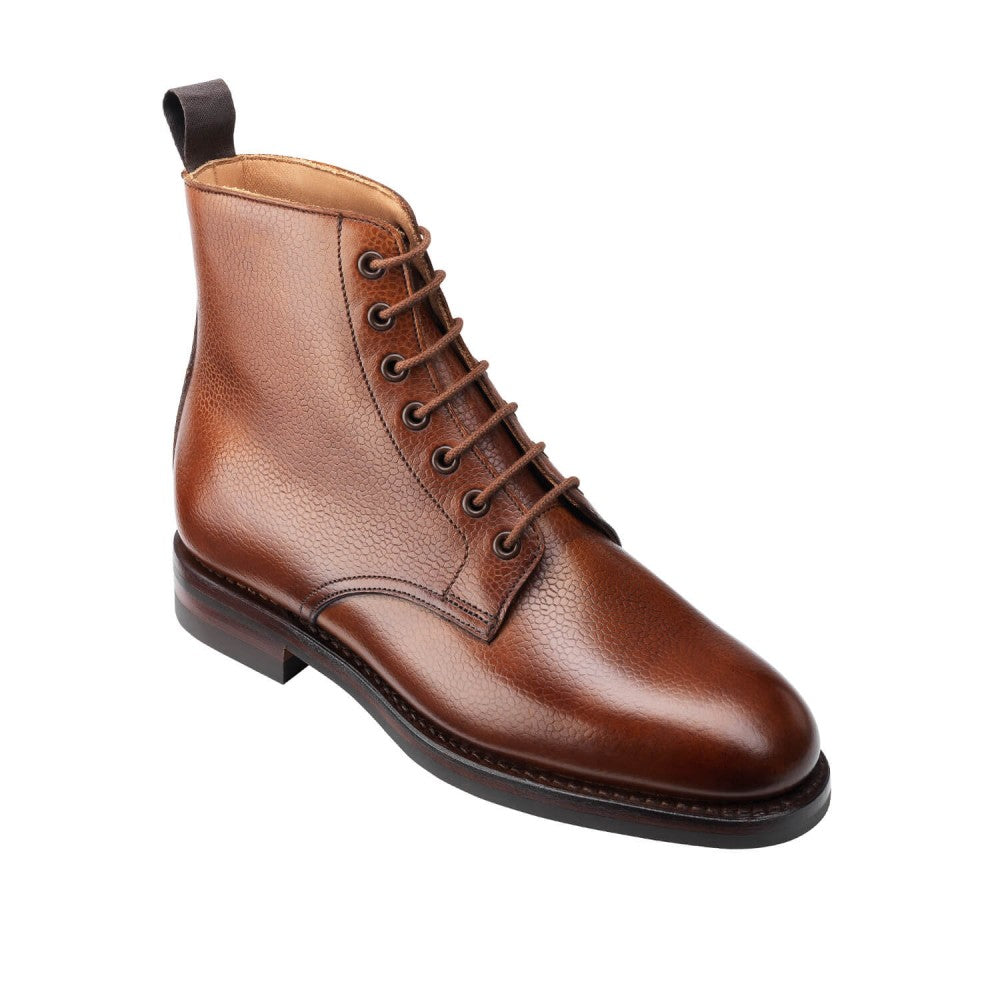 Barnwell, tan scotch grain boots made in leather, branded Crockett & Jones