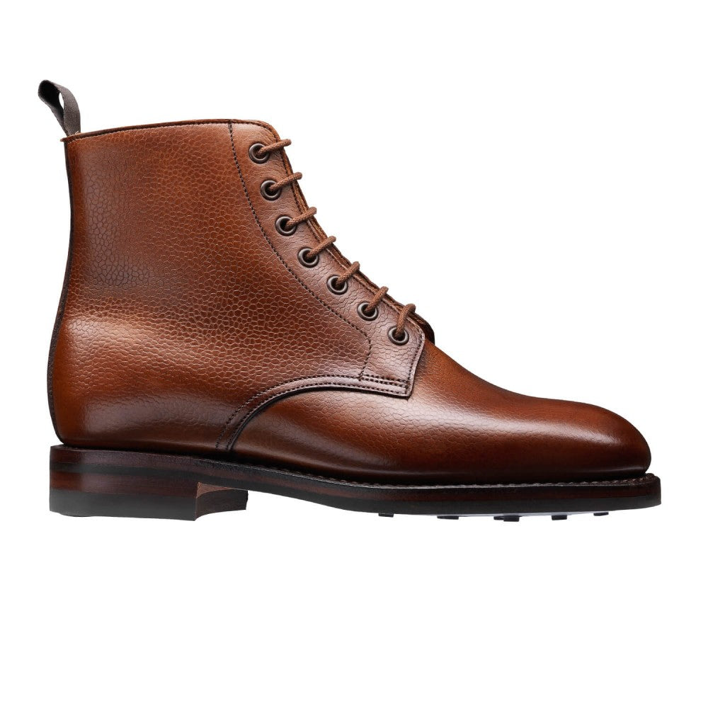 Barnwell, tan scotch grain boots made in leather, branded Crockett & Jones