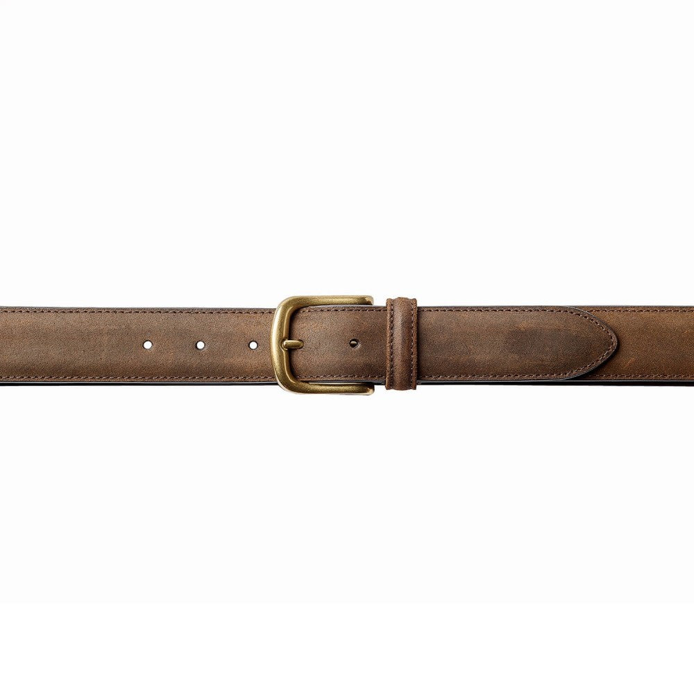 Belt in dark brown rough-out suede with brass buckle branded Crockett & Jones