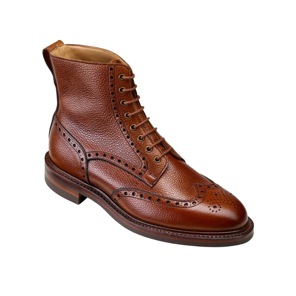 Grace, tan scotch grain boot made in leather, branded Crockett & Jones