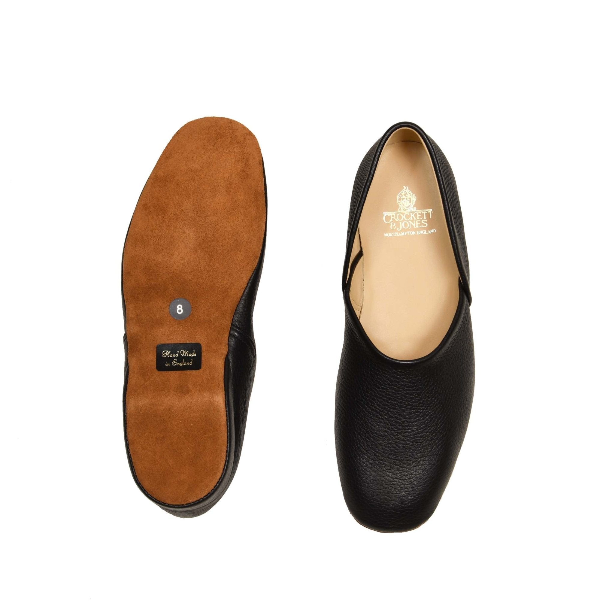 Grecian Slipper Black Deer Calf, Crockett & Jones - Hammargruppen