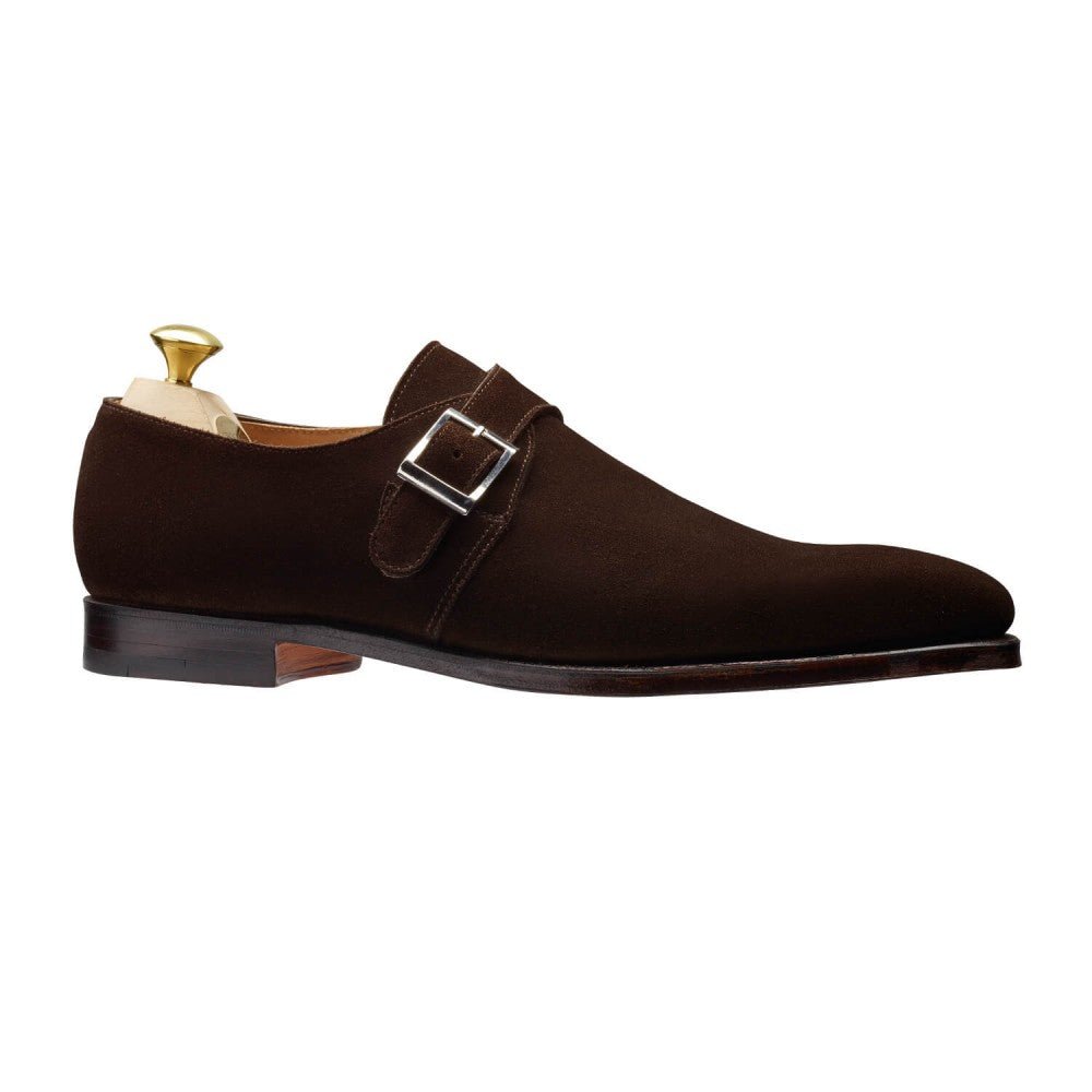 Monkton Monk Strap, Dark Brown Calf Suede, Crockett & Jones - Hammargruppen