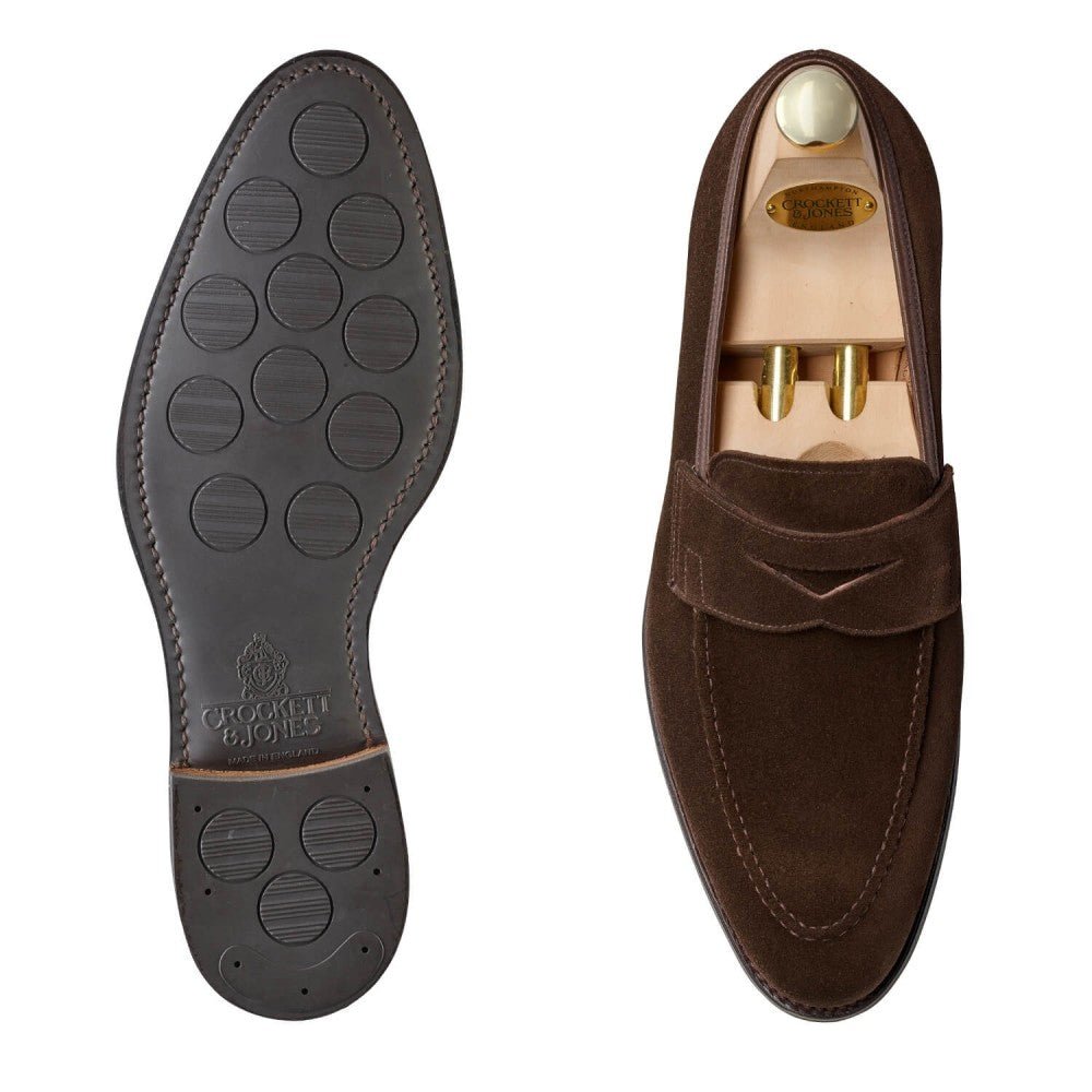 Sydney Penny Loafer, Dark Brown Suede ‘City’ Crockett & Jones - Hammargruppen